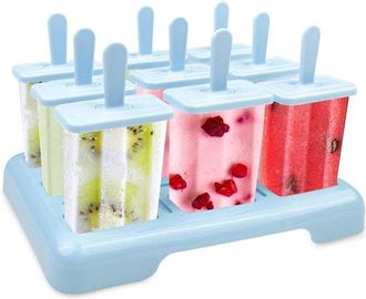 No Brand Moldes Para Polos, Moldes De Hielo Sin Bpa, Molde De Hielo Con Cepillo De Limpieza Y Embudo, Para Preparar Polos, Helados Y Sorbetes (9 Hoyuelos Azule