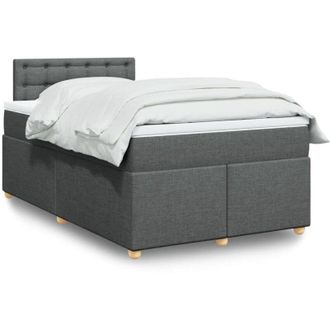 vidaXL Cama Box Spring Con Colch&oacute;n Tela Gris Oscuro 120x190 Cm Vidaxl