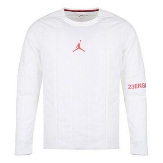 Air Jordan 23 Engineered Quilted Round Neck Pullover logo Sports Long Sleeves White AJ1055-100