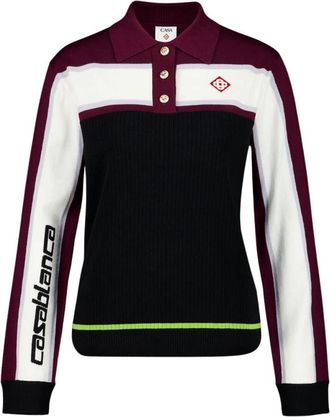 Casablanca Gestreept Oversized Longsleeve Poloshirt - Dames - Polos - Veelkleurig - S - Wol - Tops