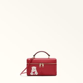 Furla Camelia Borsa Mini Toni M1 Red Multicolore Pelle Granata Di Vitello Eracle Con Stampa Orso Cuore Donna