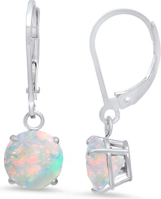 MAX + STONE Solid 10K Yellow or White Gold 8mm Gemstone Dangle Earrings