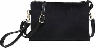 Jen & Co. Womens Izzy Corduroy Crossbody Bag In Black
