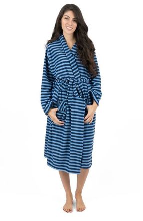 Leveret Womens Fleece Robe in Blue & Navy at Nordstrom, Size X-Large