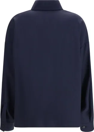 Max Mara Womens Cropped Shirt Jacket Mulino Blue Fleece Wool (ovis Aries)