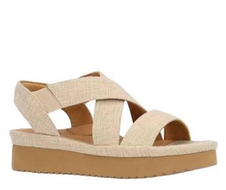 L'Amour Des Pieds Womens Aizling Platform Wedge Slip On Sandals In Natural Linen