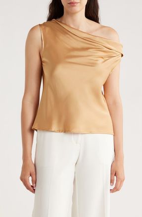 Renee C One-Shoulder Satin Tank in Gold at Nordstrom Rack, Size X-Small