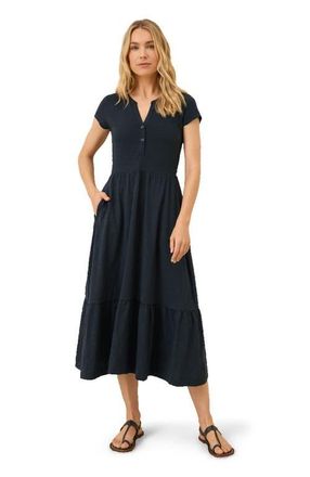 Pact Organic Cotton Relaxed Slub Henley Market Dress in Midnight Blue at Nordstrom, Size Small