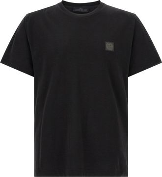 Stone Island Black Solid Crew Neck T-Shirt
