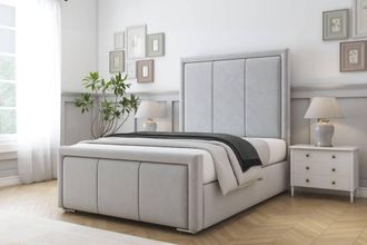 Comfort Beds Savoy Plush Bed Frame - 50 Upholstered Headboard in Silver | Size: Single