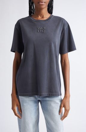 Alexander Wang Hotfix Logo Washed T-Shirt in Washed Black at Nordstrom, Size X-Small