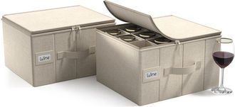 Sorbus 2-Pack Stemware Storage Cases With Dividers & Handle