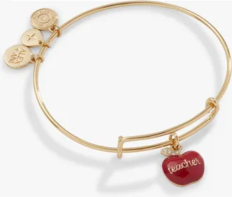 Alex and Ani Teacher Grow, Inspire, Love Apple Charm Bangle in Silver at Nordstrom