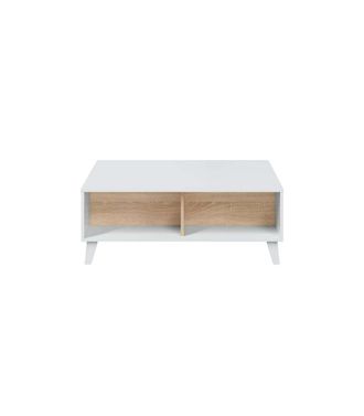 F.R.S. Frs - Mesa Centro Elevable Oria En Blanco Y Roble Canadian 38 Cm(alto)100 Cm(ancho)68 Cm(largo)