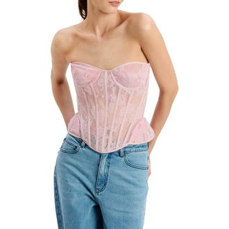Bardot Cristo Strapless Lace Bustier in Lilac at Nordstrom, Size 4