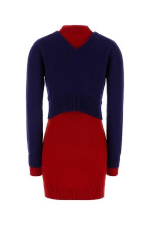 Jil Sander Womens Two-Tone Wool Blend Dress Haiti Exterior: Nylon Abiti