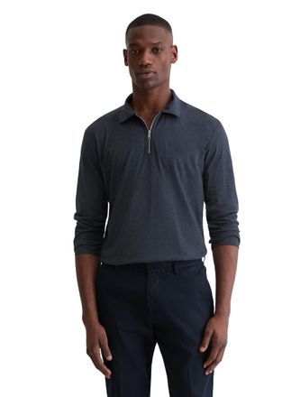 Marc O'Polo Langarm-Poloshirt MARC OPOLO Jersey regular fit aus reiner Bio-Baumwolle, Herren, Gr. XXL, schwarz navy, Jersey, Obermaterial: 100% Baumwolle, regular