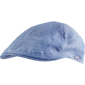 Wigens Mens Linen Pub Cap with Curved Peak in Denim Blue at Nordstrom, Size 61