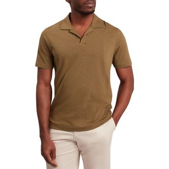 Ted Baker Anito Cotton & Linen Polo in Olive at Nordstrom, Size 5