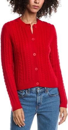 Forté Cashmere Cable Wool & Cashmere-Blend Cardigan