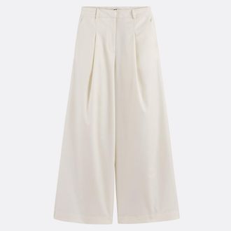 La Redoute Collections Broek met wijde pijpen van katoenmix en figuurnaden