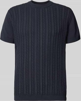 Lindbergh Lindbergh T-Shirt mit Zopfmuster in Dunkelblau, Gr&ouml;&szlig;e XXXL