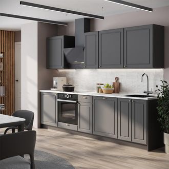 Vicco Mueble De Cocina Fame-line, Antracita-oro Landhaus/antracita, 280 Cm, Et Antracita, Vicco