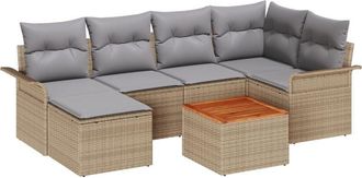vidaXL Vidaxl - Garden Sofa Set with Cushion 7 pcs Beige, Light Grey