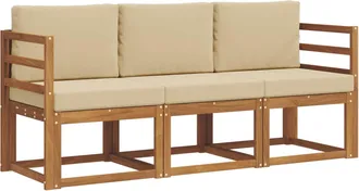 vidaXL Conjunto De Sof&aacute;s De Exterior 3 Uds. Natural Y Beige Vidaxl