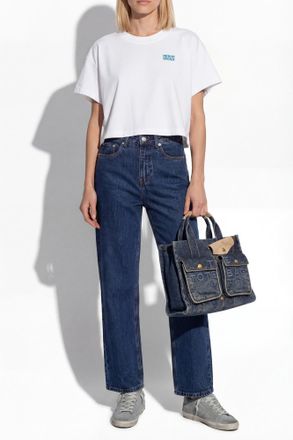 American Vintage T-shirt With Printed Logo, Womens, White