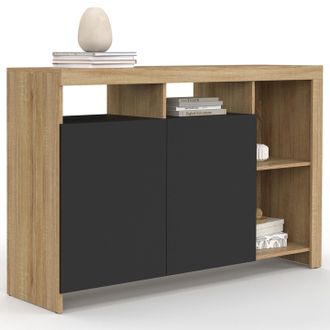 IDMarket Credenza Malo 110 Cm Con Legno Effetto Faggio E Ante Nere