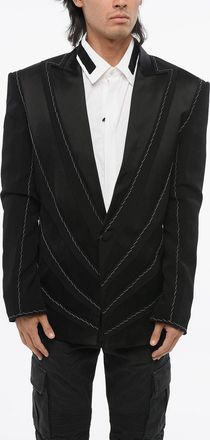 Balmain giacca a 1 Bottone in Raso uno Spacco Revers a Lancia Balmain