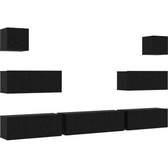 vidaXL Vidaxl - Conjunto De Gabinetes De Tv 7 Pcs Roble Negro 100 X 30 X 30 Cm
