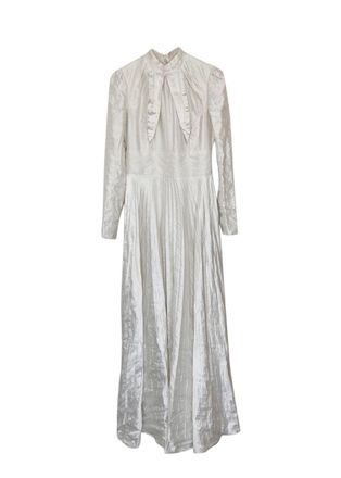 Erdem White Tie Detail Satin Maxi Dress Size S