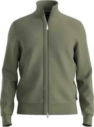 HUGO BOSS Illarione Ritssluiting Wol Vest - Heren - Vesten - Groen - L - Wol - Truien & Vesten
