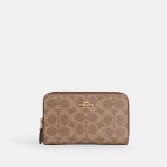 Coach Medium Id Zip Wallet In Signature Canvas