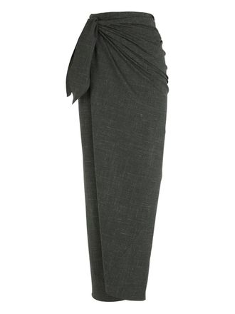 Cortana tie waist jacquard maxi skirt - Groen