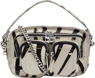 N&uacute;noo Tassen, Dames, Wit, ONE Size, Bruine Strepen Deluxe Schoudertas