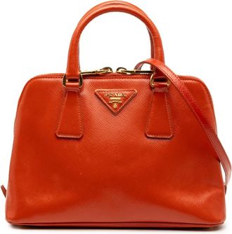 Prada 2013-2025 Small Saffiano Vernice Promenade satchel - women - Leather - One Size - Orange