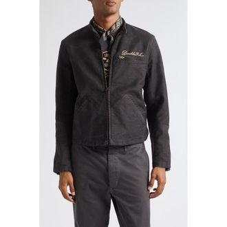 Ralph Lauren Henderson Logo Embroidered Leather Patch Corduroy Jacket in Vintage Black at Nordstrom, Size Large