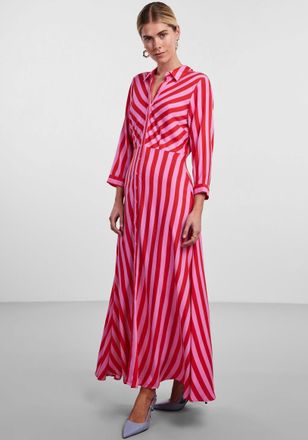 Y.A.S Hemdblusenkleid Y.A.S YASSAVANNA LONG SHIRT DRESS, Damen, Gr. XL, N-Gr, rosa (cyclamen str:bittersweet), Web, Obermaterial: 100% Viskose (LENZING ECOV