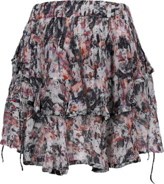 Iro Paris Megan minirok met ruches en print in veelkleurige viscose