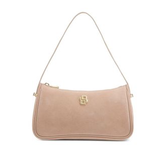 BOSS Suede shoulder bag with metallic Double B monogram