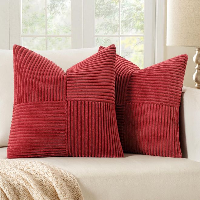 Miulee 2er Set Kissenbezug 30x50cm Weinrot Kissenhülle Kissenbezüge Sofakissen Dekokissen Boho Couchkissen Kord Dekorative Zierkissenbezug für Sofa ab 18,69 €
