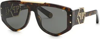 Philipp Plein Philipp Plein Sunglasses Aviator Full Rim, Marbled Frame And Grey Lens Spp093M9Ylx