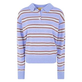 Guest In Residence Collegiate Stripe Polo - Dames - Truien - Veelkleurig - Maat: XS Kasjmier