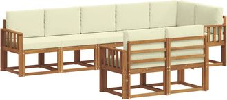 vidaXL Conjunto De Sof&aacute;s De Exterior 8 Uds. Natural Y Crema Vidaxl