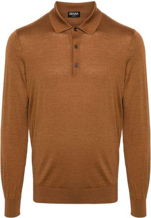 Ermenegildo Zegna Foliage Cashseta polo shirt - men - Cashmere/Silk - 48 - Brown