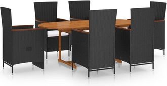 vidaXL Juego De Comedor De Jard&iacute;n 7 Piezas Negro Rat&aacute;n Sint&eacute;tico Vidaxl