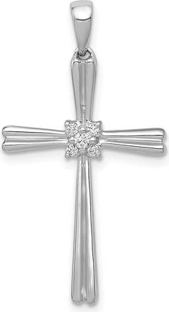 Diamond2Deal 14k White Gold 1/20 carat Diamond Cross Pendant